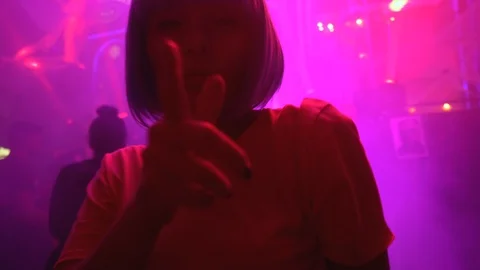 Girls dancing and having fun at Halloween party in night club, carefree life Stock Footage 120836492