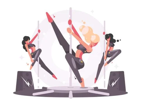 Girls dancing on pylon Illustrazione stock