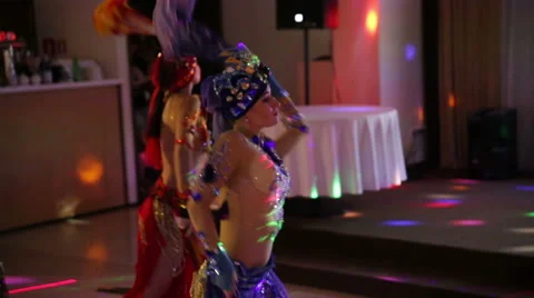 Girls dancing in the restaurant Stock Footage 67516298