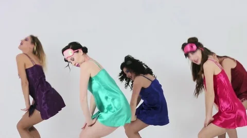 Girls Dancing In White Background Stock Footage 71654233