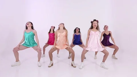 Girls Dancing In White Background Stock Footage 71654584