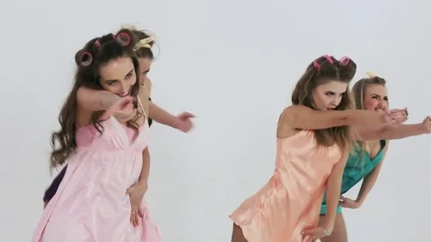 Girls Dancing In White Background Stock Footage 71654665