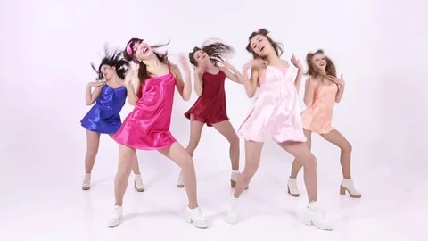 Girls Dancing In White Background Stock Footage 71654713