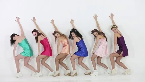 Girls Dancing In White Background Stock Footage 71654774