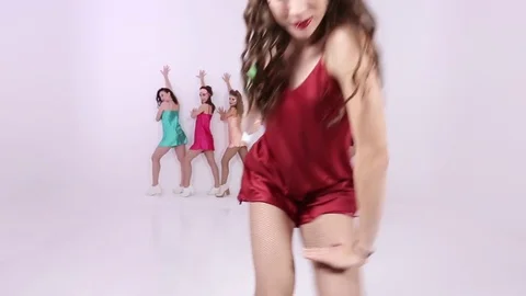 Girls Dancing In White Background Stock Footage 71655177