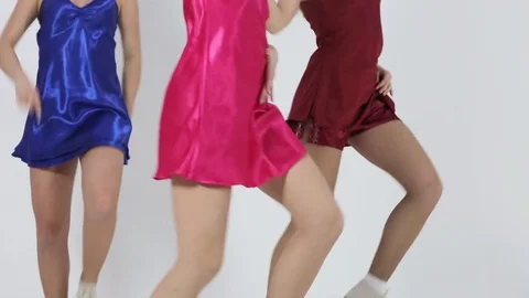 Girls Dancing In White Background Stock Footage 71655374