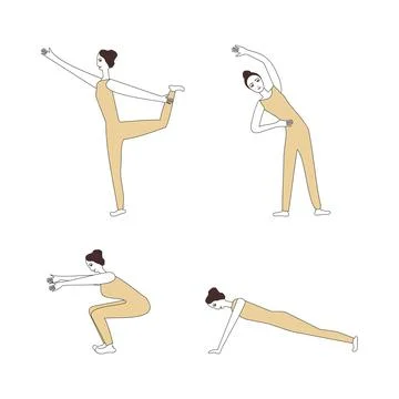 Girls doing exercises Stock Illustration