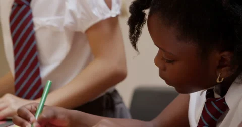 Girls drawing in classroom Stock Footage 58573143