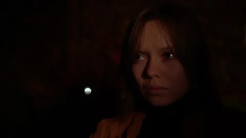 The girl's face in the dark Stock Footage 163532363