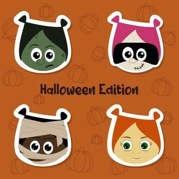 Girls faces Stock Illustration