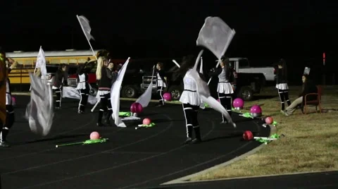Girls Flag Squad in action Stock Footage 43473272