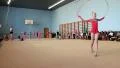 Girls gymnasts having training in gym before examination in Deriugina school HD Footage