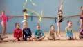 Girls gymnasts having training in gym before examination in school of gymnastics HD Footage