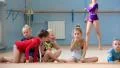 Girls gymnasts having training in gym before examination in school of gymnastics HD Footage