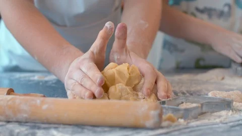 Girl's hands preparing dough Stock Footage 124950237