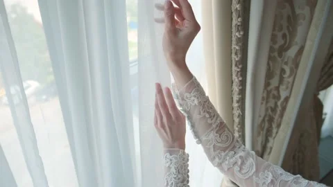 Girl's hands on the window Stock Footage 165483447