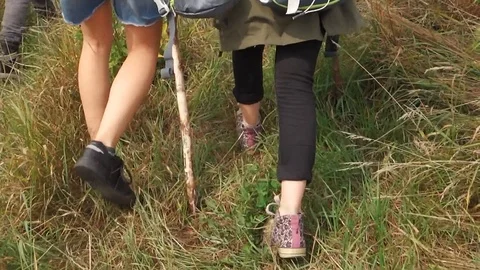 Girls Hiking Stock Footage 123802453