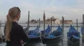 Girls looking for gondolas and San Giorgio Maggiore, Venice, Italy HD Footage