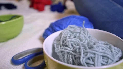 Girls making dolls from strings. Stock Footage 120558385