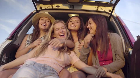 Girls Motion For Their Friend To Join, S... | Stock Video | Pond5