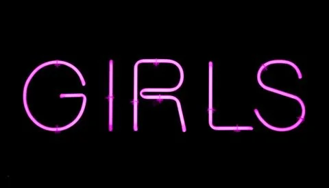 Girls neon sign. Night light sign, Neon banner a real sign Stock Illustration