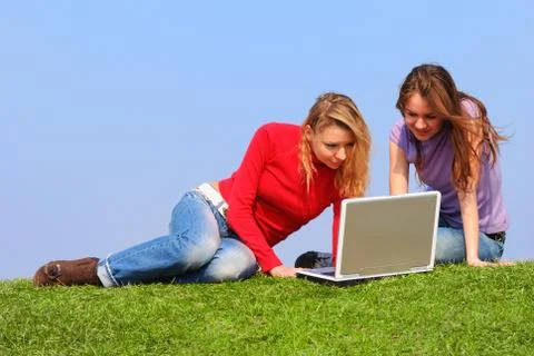 Girls with notebook Stock Photos