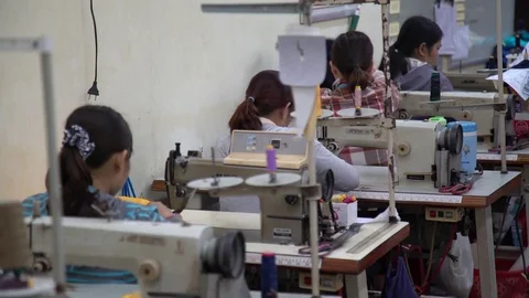 Girls Operating Sewing Machine Stock Footage 74236188