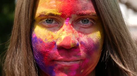 The girl's painted face Stock Footage 61507587