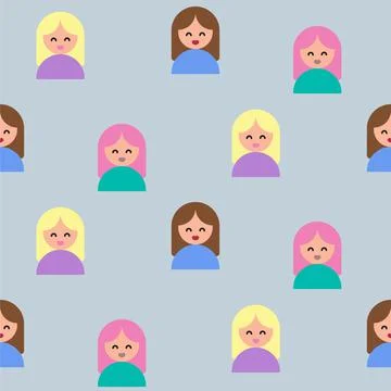 Girls pattern on grey background Stock Illustration