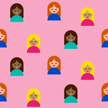 Girls pattern on pink background Stock Illustration