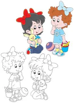 Girls playing Stock Illustration