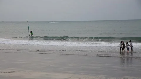 Girls playing on the ocean beach Stock Footage 59158186