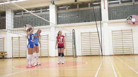 Girls playing volleyball Stock Footage