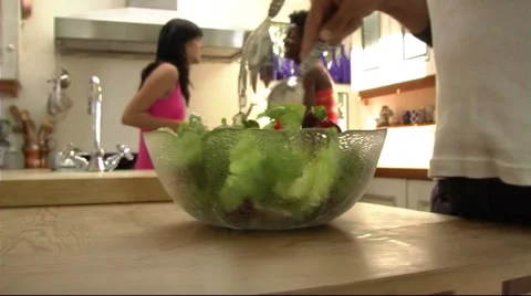 Girls preparing salad Video stock 43684008