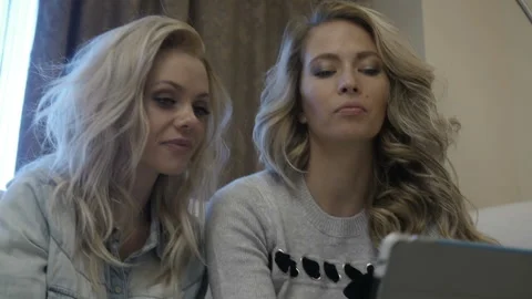 Girls read something that surprised them Stock Footage 85537089
