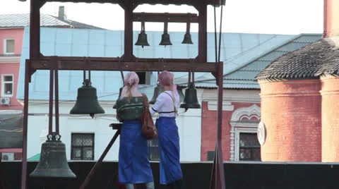 Girls ring the bells Stock Footage 23299522