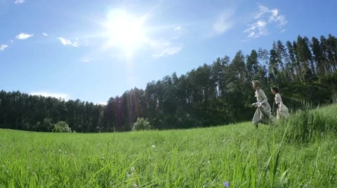 Girls running Stock Footage 55765365