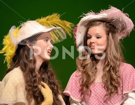 Girls in a school play Stock Photos