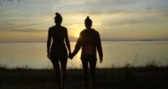 Girl And Boy Go Holding Hands From Sea Stock Video Pond5