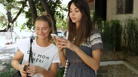 Girls with Smartphone Stock-Footage 89394589