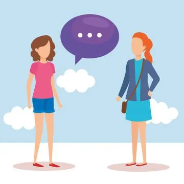 Girls with speech bubbles vector illustration design vector illustrator Stock Illustration