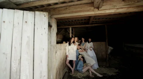 Girls in the stables.. Stock Footage 48019542