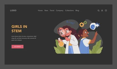 Girls in STEM concept. Flat vector illustration Illustrazione stock