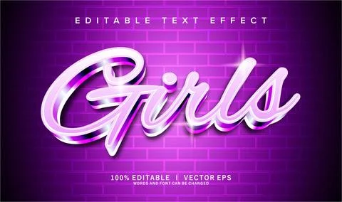 Girls vector text effect with modern style design Stock Illustration