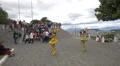 Girls wearing costumes and hats dancing at El Panecillo, Quito 4k or 4k+ Resolution