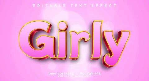 Girly 3d vector text effect with modern style design Stock Illustration