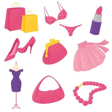 Girly accessory icons Stock Illustration