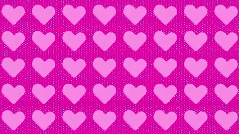 Girly Barbie background with a grid of 3D rotating hearts Stock-Footage 247200874