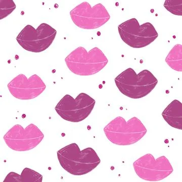 Girly lip pattern, doodle doodle pattern drawing, primitive drawing Stock Illustration