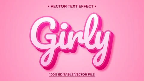 Girly pink editable text effect template, barbie doll pink colors, editable.. Stock Illustration